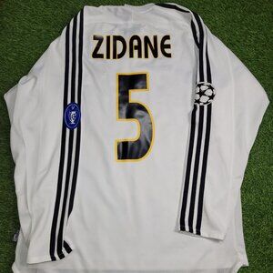 Zidane Real Madrid 2003 2004 UEFA Long Sleeve Soccer Jersey Shirt M SKU# 913869